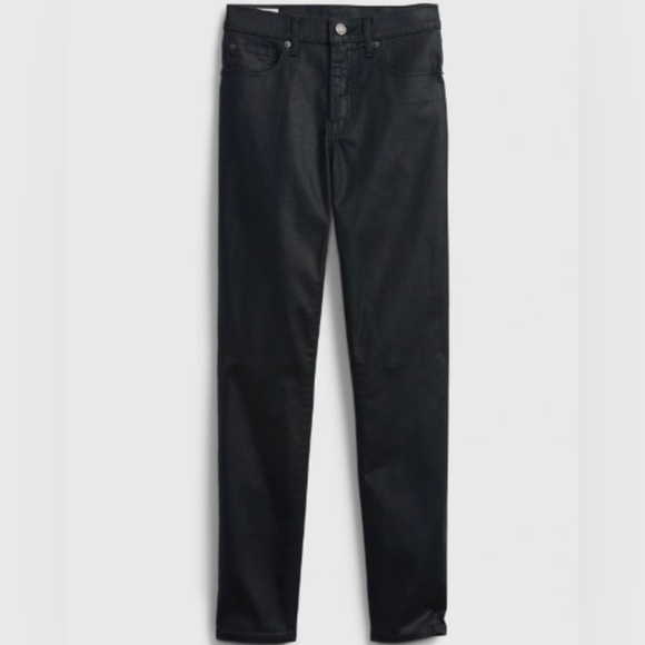 NWT! GAP Mid Rise Shiny Black True Skinny Jeans - Size 12/31R 🩵 - Picture 2 of 8